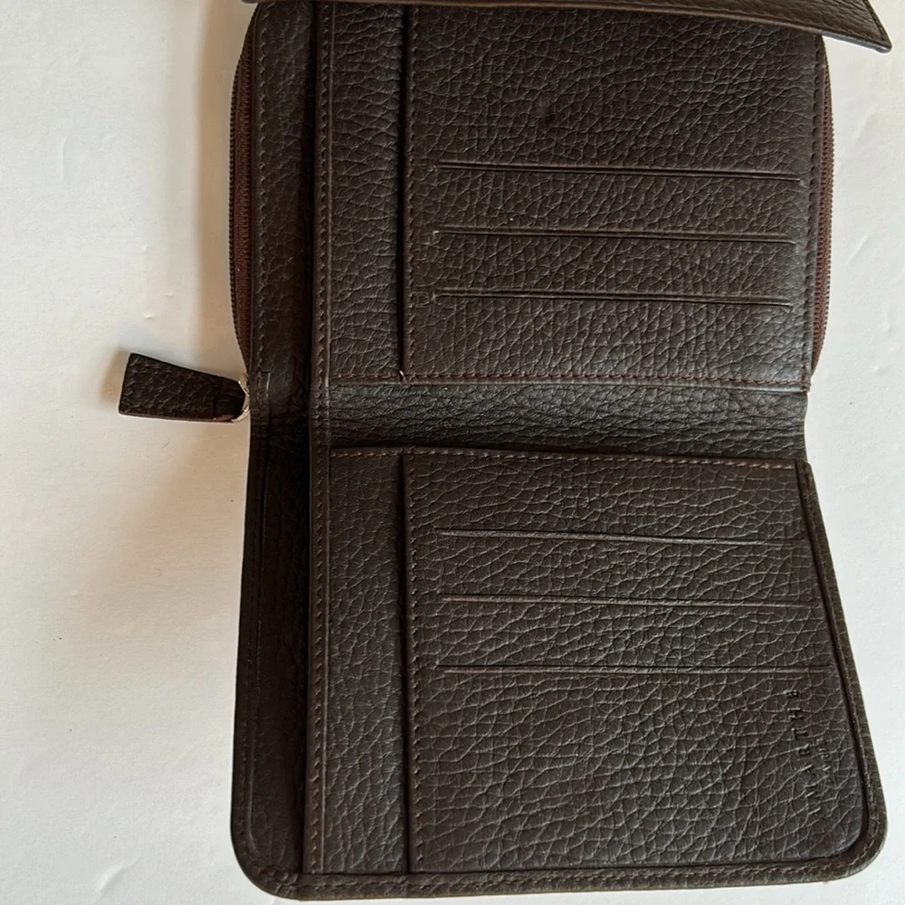 Lamarthe Paris Compact Wallet in Brown Pebbled Leather
